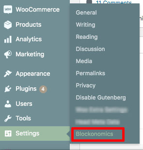 admin panel settings blockonomics