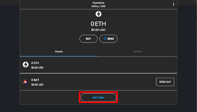 Metamask wallet add token button