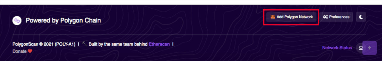 add polygon network from polyscan footer button