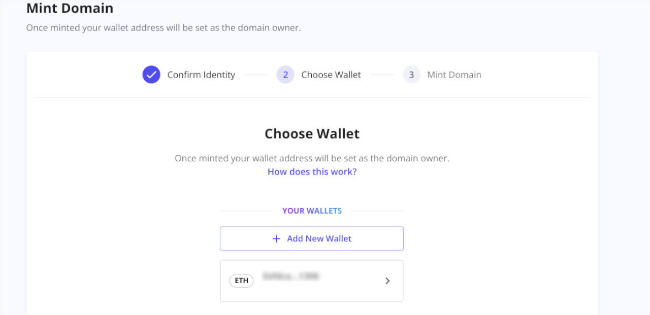 choose wallet to mint to or add new wallet