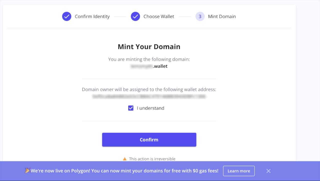 mint to wallet verify address is correct