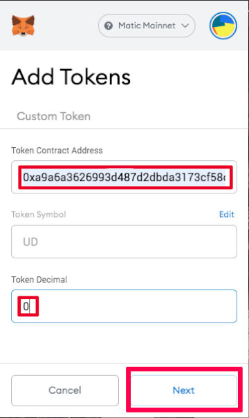 add unstoppable domains custom token information on metamask